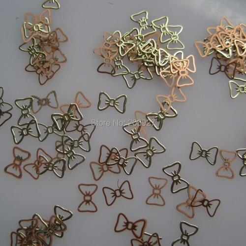 MS213-2 100pcs Gold Cute Bow Metal Sticker Nail Art Metal Sticker Nail Art Decoration Non-adhesive Sticker