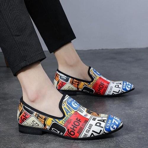 Loafers Men Summer Pointed Toe Casual Shoes Male British Camouflage Breathable Shoes PU Leather Sneakers Men Plus Size 38-48