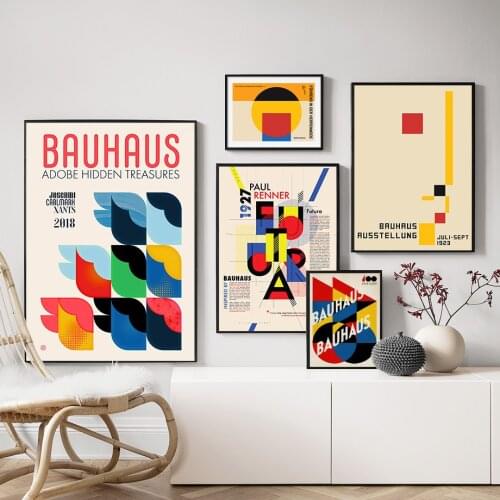 Wall Art Canvas Painting Bauhaus Modern Colorful Abstract Nordic Posters And Prints Wall Pictures For Living Room Decoration
