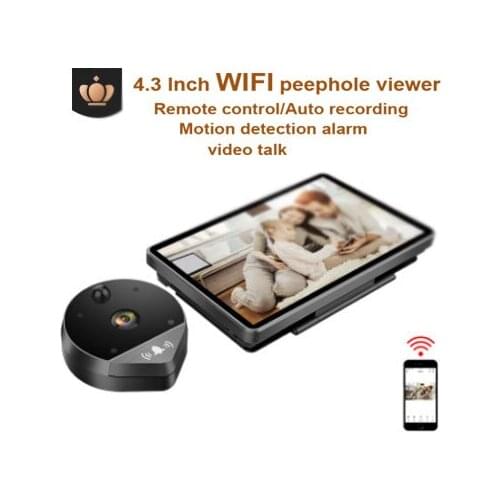 New Arrival WIFI Peephole Viewer 4.3 Inch Doorbell w/t Motion Detection Function Take Photos/Video 2-way talk ,2method storage