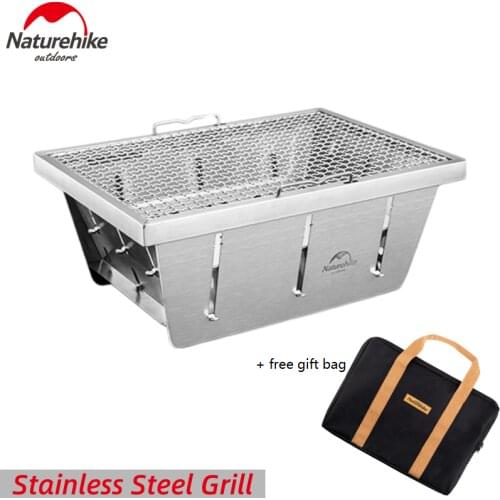 Naturehike Portable Stainless Steel BBQ Grill Non-stick Folding Barbecue Grill Outdoor Camping Picnic Tool Charcoal Field Stove