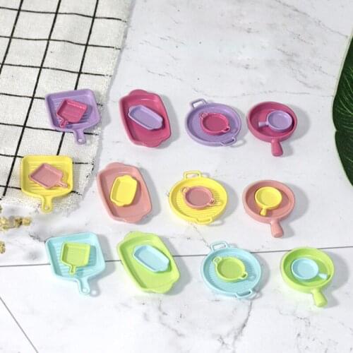 Sale 1set 1:12 Dollhouse Miniature Candy Color Steak Plate Toy Model for Dollhouse Kitchen Decoration Accessories