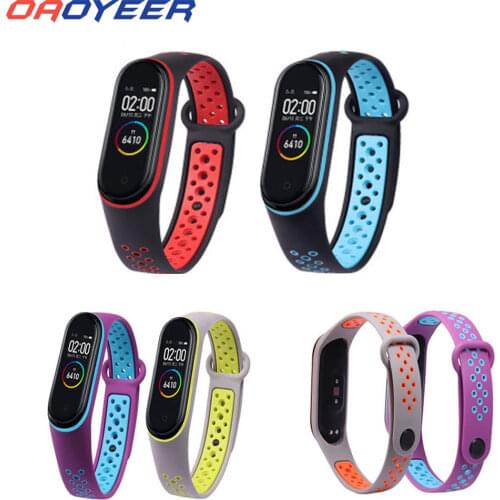 Fashion Watch Wrist For Xiaomi Mi Band 3 4 Strap Xiaomi Miband Replacement Double Color Silicone Bracelet For Mi Band 3 4 Straps