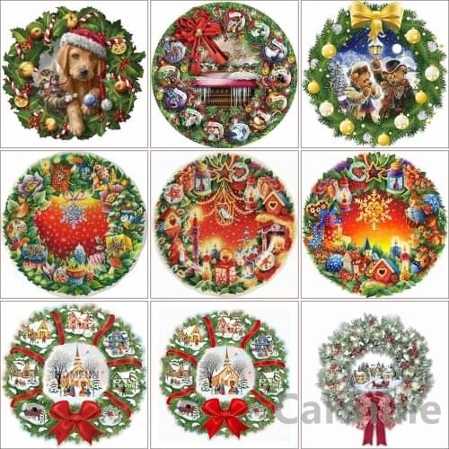 Christmas Wreath DIY 5D Diamond Painting Cartoon Art Winter Homemade Cross Stitch Full Round&Square Drill Home Decoration Gift