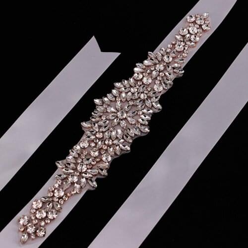 Handmade New Design Rose Gold Bridal Belt Rhinestone Appliques Sew On For Wedding Dress Belt Iron On For Bridal Gowns Sash