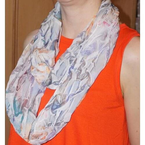 2021 spring Women lightweight Ring Scarf pleated Design flower Infinity Loop scarves snood Neckerchief Echarpe Foulard chiffon