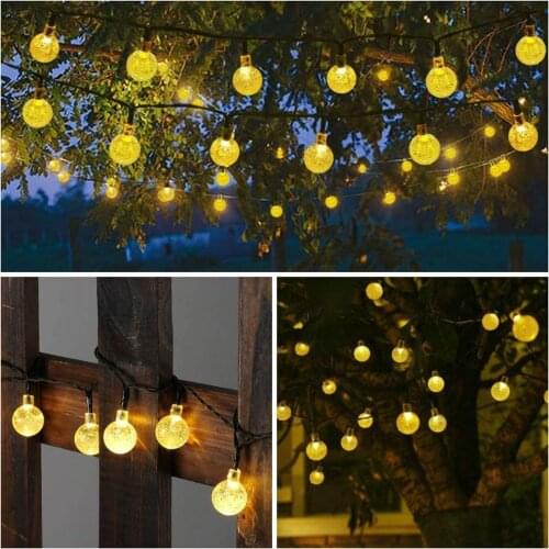 New 5M/10M Solar Light LEDS Crystal ball Solar Power LED String Fairy Lights Garland Garden Christmas Decor For Outdoor navidad