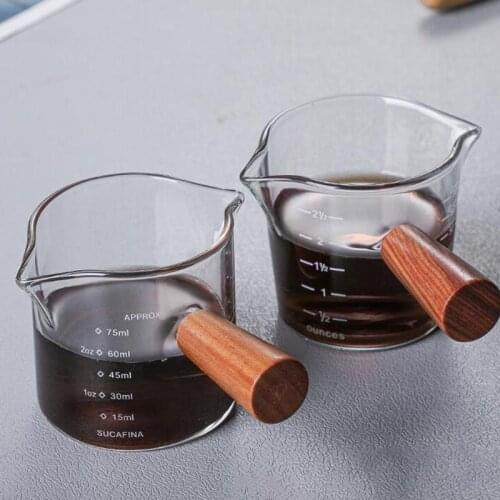 70ml / 75ml Heat-resisting Glass Espresso Measuring Cup Double Mouth Glass Milk Jug