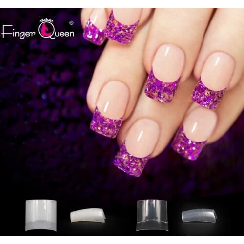 1set French False Acrylic Nail Tips Full/false nails/Half Cover Tips Coffin Fake Nails UV Gel Manicure Fake Nail Tips Clear/whit