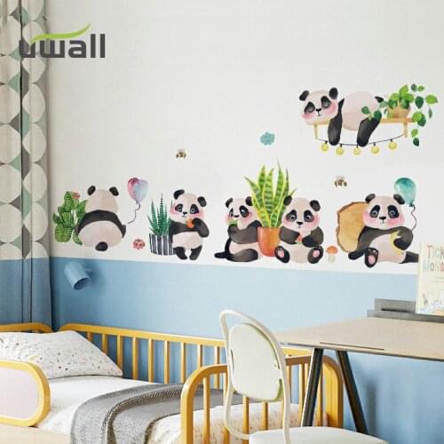 Creative Cartoon Cute Panda Wall Stickers For Kids Room Child Bedroom Wall Decoration Home Decorations Self Adhesive Stickers