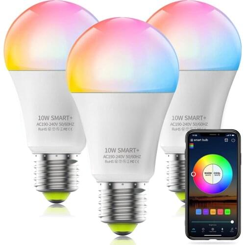 E27 Smart Bulb 15W WiFi LED Light Lamp Color Changing RGB Work With Alexa/Google Home Dimmable Timer Function Magic Bulb