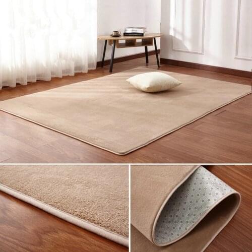 High Quality Beige Solid Color Coral Velvet Carpet Bedside Blanket Pad Full Spread Rugs Doormat Parlor Bedroom Hotel Floor Mat