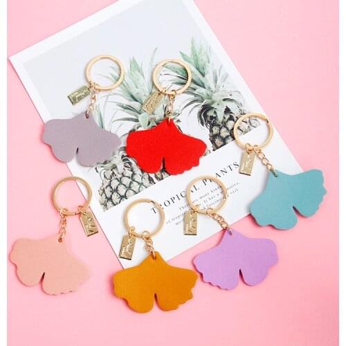 1pc Ginkgo leaf leather Keychain unique pretty Keyrings Bag Pendant nice gift
