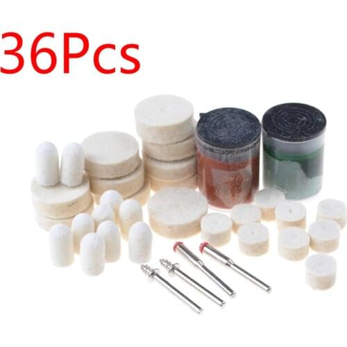 36Pcs Soft Felt Polishing Buffing Wheel Mixed Accessory for Rotary Tool For Dremel Accessories Polishing Pad