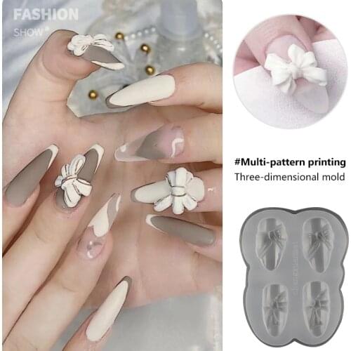 3D Filled Silicone Mold Nail Carving Stamping Stencils UV Gel Polish Manicure Mould DIY Tools Crystal Plate Nail Art Template