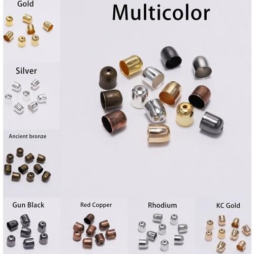 50-100pcs Leather Cords Bracelets Buckle Finding End Tip Tassel Caps 4-12 mm Crimp End Beads Caps For DIY Jewelry Making Finding