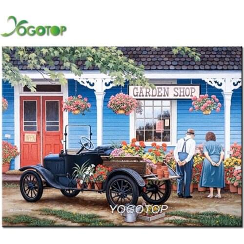 5D Diy Diamond Painting Mosaic Scenery Diamond Embroidery Rhinestones Kit Full Square Drill Flower Garden shop Home Decor YY1568
