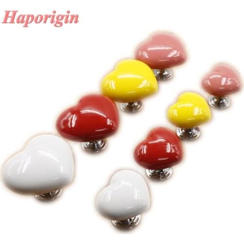 5xHeart-shaped Ceramic Kitchen Cabinet Drawer Knobs Porcelain Bedroom Wardrobe Door Handles Furniture Cupboard Pulls Shoes Boxes