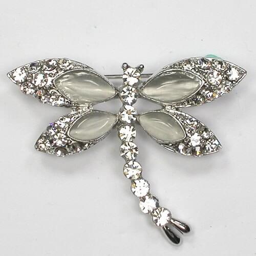 White Rhinestone Dragonfly brooch Pin Pendant C887 A