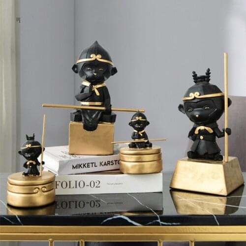Monkey King Decoration Jewelry storage box Desktop ornaments Home Decoration Animal elements Send a Gift Resin handmade crafts