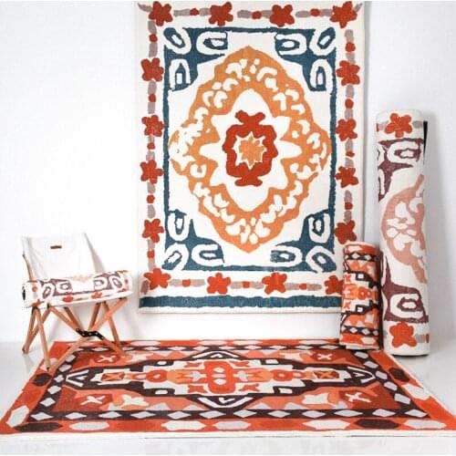 Bohemian Ethnic Carpet for Living Room Vintage Bedroom Mat American Carpets Sofa Coffee Table Floor Mat Parlor Morocco Study Rug