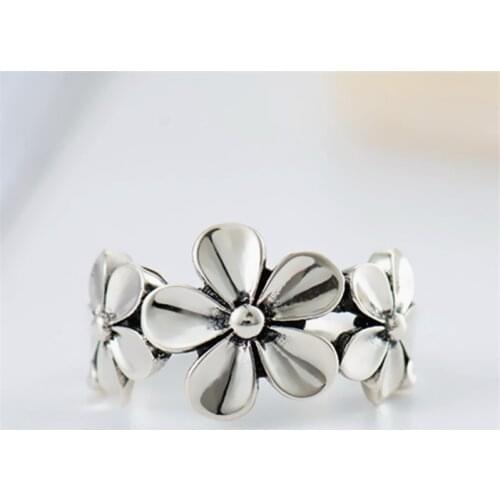 Simple Romantic Style Plant Cute Flower Finger Rings Glossy Vintage 925 Sterling Silver Women Jewelry 2020 Anniversary Gift Wife