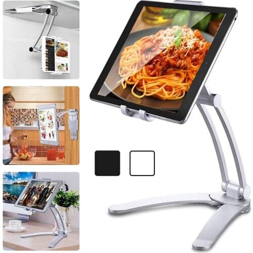 Kitchen Tablet Stand Wall Mount Adjustable Under Cabinet Holder Desktop Mount for 5" to 10.5" Wide Tablets and Mobile Phones