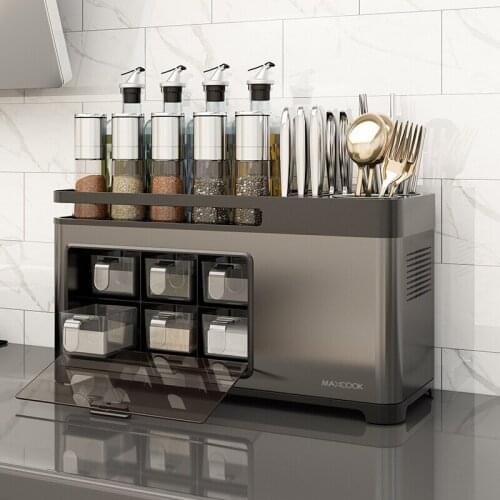 Zq Kitchen Rack Seasoning Rack Stainless Steel Knife Holder Seasoning Product Bottle Rack Condiment Dispenser
