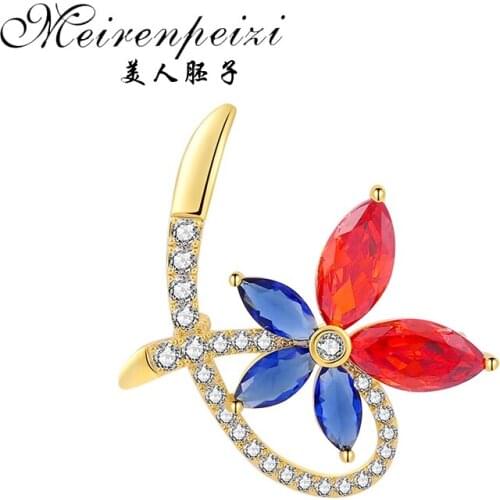 Meirenpeizi Flower Women Brooch Pin Wedding Dress Decoration Beautiful Butterfly Brooches Bouquet Vintage Elegant Brooch