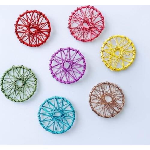 Multicolor Plated Round Wire Metal Eardrop Earring Accessories Pendant Necklace Charms Jewelry Making Finding Diy Handmade 10pcs