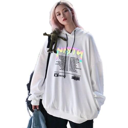 Spring 2021 Online celebrities fashion Hoodies Loose hoodies Womens fashion streetwear reflective hoodies