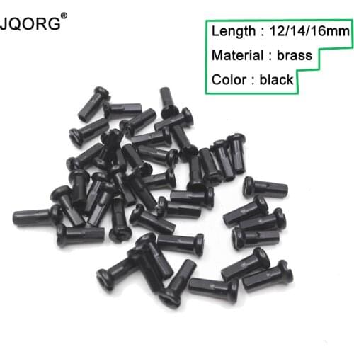 JQORG 100 Pcs A Lot Spoke Nipples Black Color 12/14/16mm Length Brass Material Bicycle Spokes Nipples For MTB Bike Wheel Parts