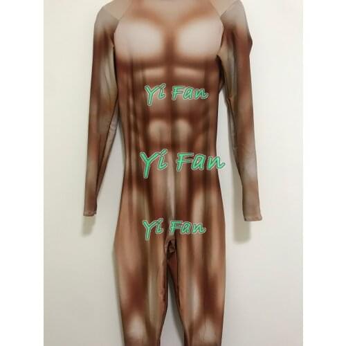Newest Muscle 3D Print Cosplay Costume Men Spandex Lycra Cosplay Zentai Suit Tight Bodysuit Hot Sale