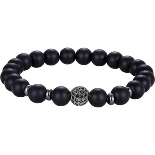 New Classic Frosted Stone Beaded Bracelet Mens Fashion 8mm Zircon Womens Bracelet Natural Stone Jewelry Christmas Pulseras