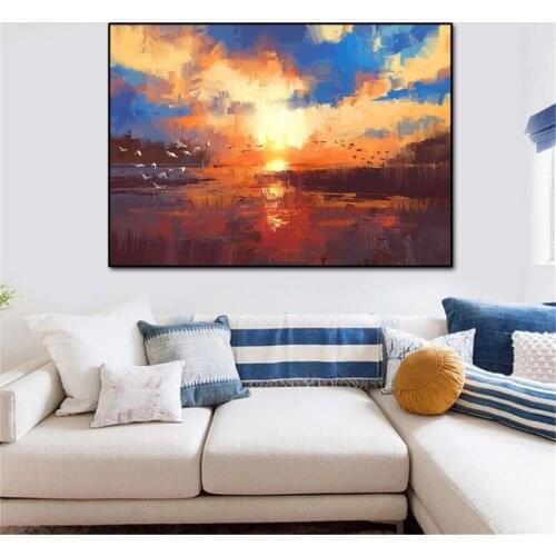 Landscape Canvas Oil Painting Colorful Abstract Poster Wall Art Pictures For Living Room Modern Home Decoration No Frame