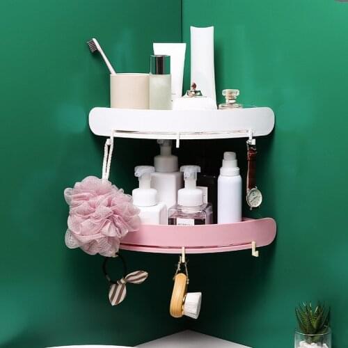 Plastic Bathroom Shelf Organizer Wall Mount No Drilling Corner Shelves Shampoo Rack Shower Storage Holder Kitchen Accessories