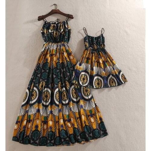 Mama Mother Daughter Dress 2018 Summer girls Beach clothing flower Print Bohemia Style for Mom Daughter Family Matching Outfits