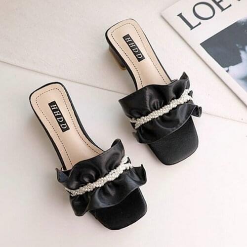 Mid-heel sandals for ladies, Casual senhoras chinelos respirável,new pearl outdoor beach slippers for summer 2021