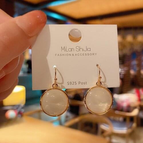 2020 New S925 High-end Pendant Earrings Opal Pendant Parrings Simple Exquisite Female Wedding Party Accessories