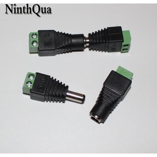 1pairs Female Male Connector Plugs 5.5x2.1mm for 5050 /3528 LED sigle color DC Power Supply AC Adaptor Plug Cable jack