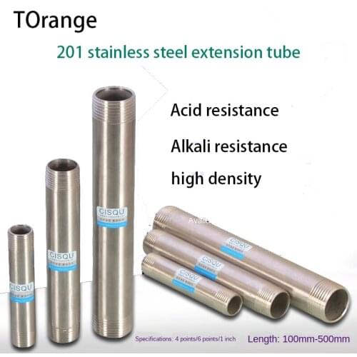 Pipes 201 stainless steel 1/2IN 3/4IN DN15 pipe wire connector extension pipe plus pipe extension outer wire direct water pipe
