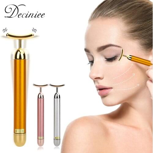 U-Shape Beauty Bar 24K Golden Facial Electric Lift Firming Skin Tightening Face Massager Pulse Gold Energy Massage Care Tools