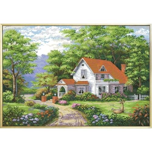 Tranquil Manor Patterns Cross Stitch Kits Landscape Printed Fabric Embroidery Needlework 11CT 14CT DIY Handmade Crafts Paintings