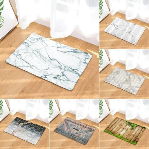 3D Wood grain ceramic tile Bathroom Bath Mat Toilet Carpet Flannel Non-Slip Rug Toilet Shower Room Rug Floor Mats