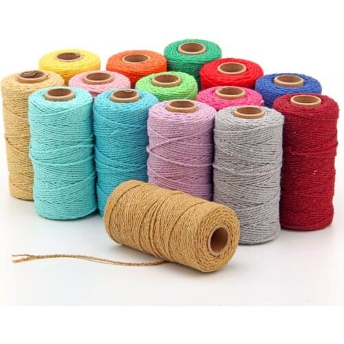 91M(100Yards) Color Weave Cotton Rope DIY Hand Gift Packing Hang Tag String Wedding Party Decor Florists Crafts Decoration Cords
