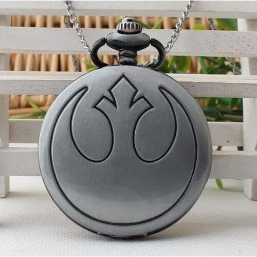 Antique Grey Star War Quartz Pocket Watch Necklace 20pcs