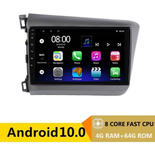 2 din 8 core android 10 car radio auto stereo for honda civic 2012 2013 2014 2015 navigation GPS DVD Multimedia Player 4gb ram
