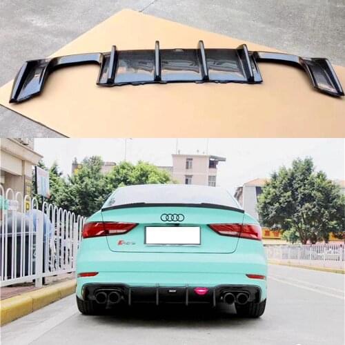 Rear Bumper Lip Spoiler Diffuser For Audi A3 Sline S3 2017 2018 Carbon Fiber Material Bumper Guard