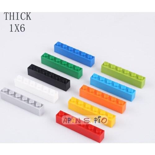 80PCS/lots DIY Building Blocks Thick 1x6Dots Educational Creative Figures Bricks fit lego bricks size kids Toys for Children