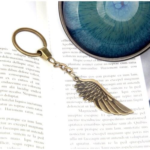 Antique Bronze Feather Embellish Wing Key Key Chain Decoration Ornament